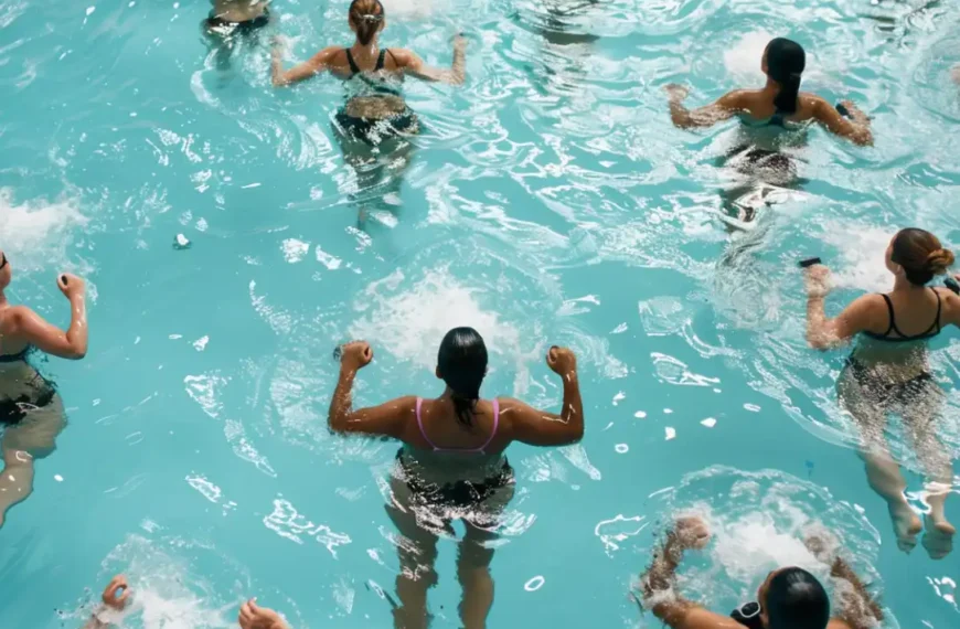 swimmR - We Are Swimming 18 a group fitness class doing swimming pool workouts