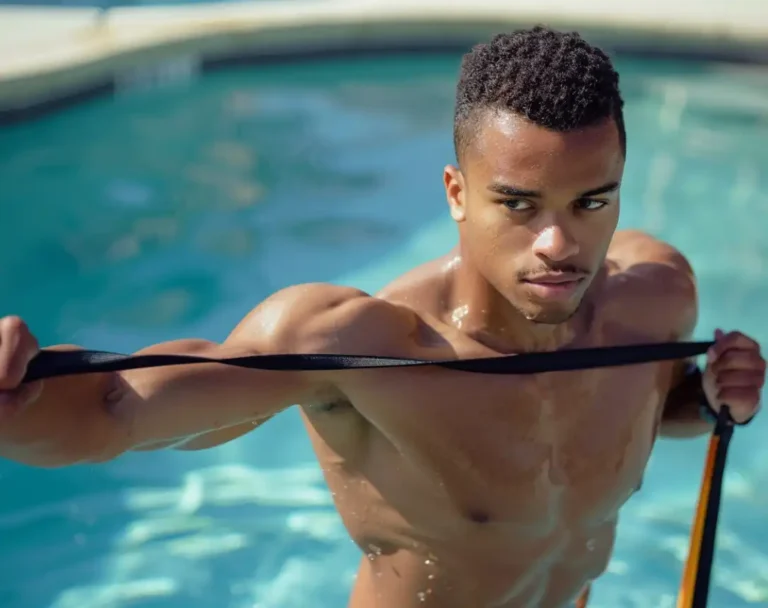 Swimming Stretches 5 Tips to Power Up Your Pool Performance! 44 man doing swimming stretches