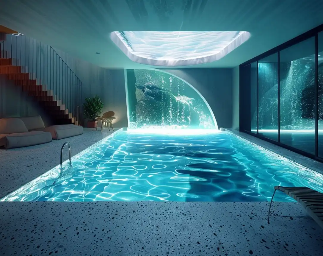 Swimming Pools In Basement: 20 Innovative Home Designs 1 basement swimming pool with blue water