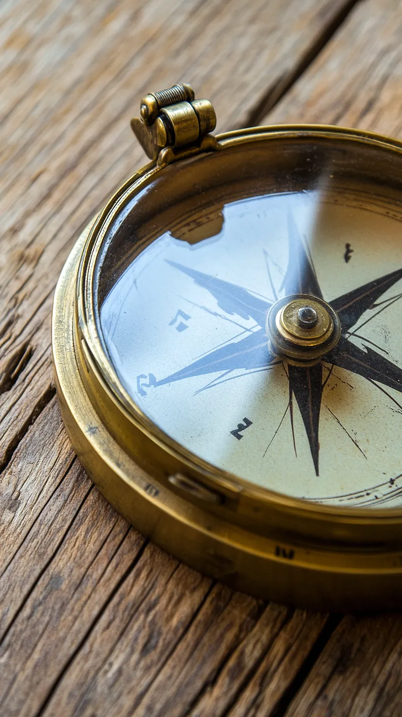 40+ Fisherman Aesthetic Accessories You'll Love 4 Antique brass compass, still functional, its needle freely pointing towards cardinal directions, symbolizing a sense of historic adventure and blending vintage charm with practicality.