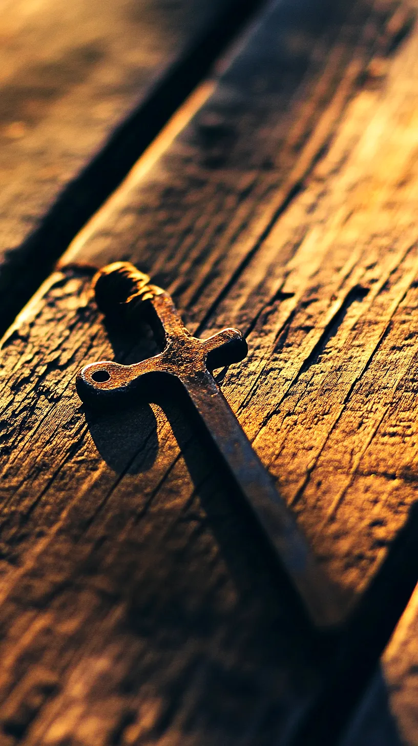 40+ Fisherman Aesthetic Accessories You'll Love 49 Antique cross-shaped key with a rustic, old-fashioned design, bathed in warm, vintage lighting, conveying a sense of nostalgia and mystery.