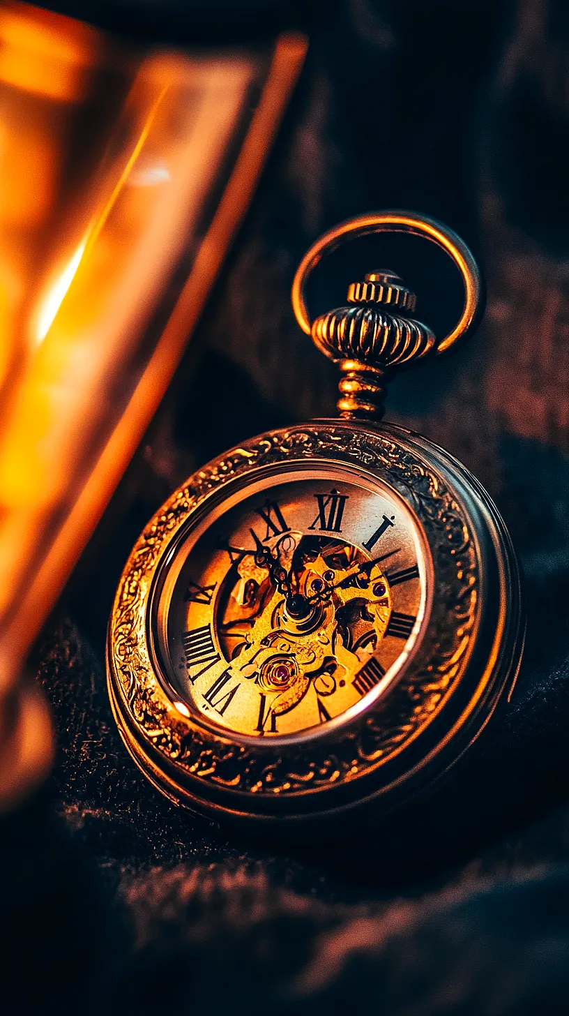 40+ Fisherman Aesthetic Accessories You'll Love 23 Vintage pocket watch with detailed design and partially exposed inner workings, featuring Roman numerals on its face, under warm lighting, reflecting a sense of history and elegance.