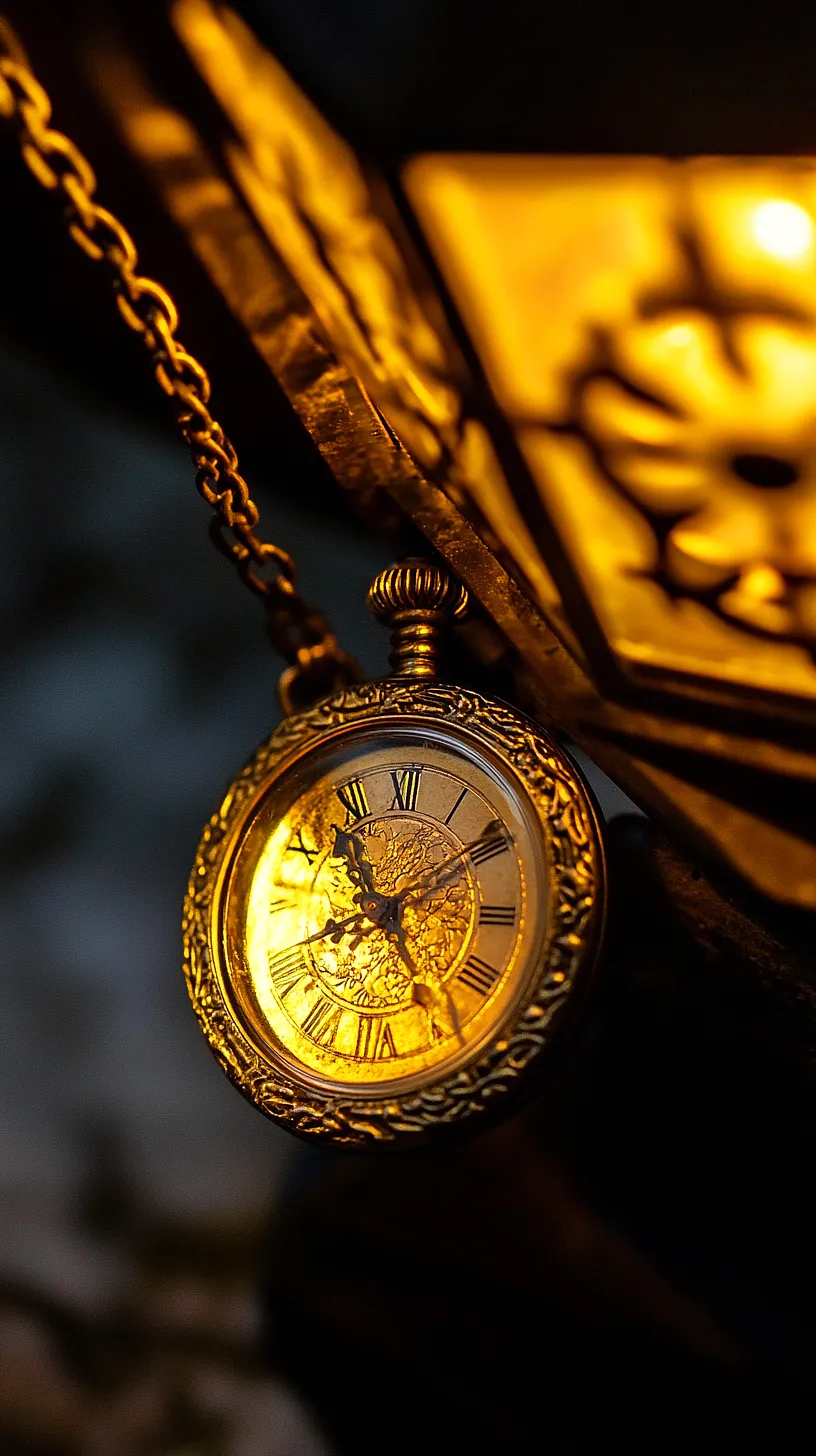 40+ Fisherman Aesthetic Accessories You'll Love 22 Vintage pocket watch with an intricate design, reflecting warm golden light. The watch features Roman numerals, adding a timeless elegance. The blurred background emphasises the watch and its decorative chain.