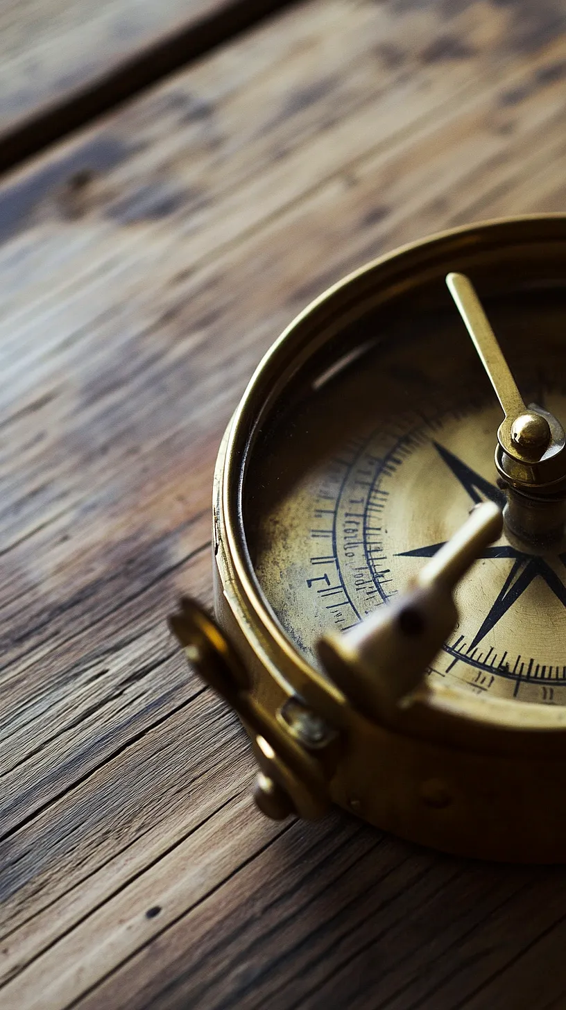 40+ Fisherman Aesthetic Accessories You'll Love 3 Vintage brass compass with a classic design, the needle pointing towards cardinal directions, symbolizing old-world charm and functionality, evoking a sense of past grand adventures.