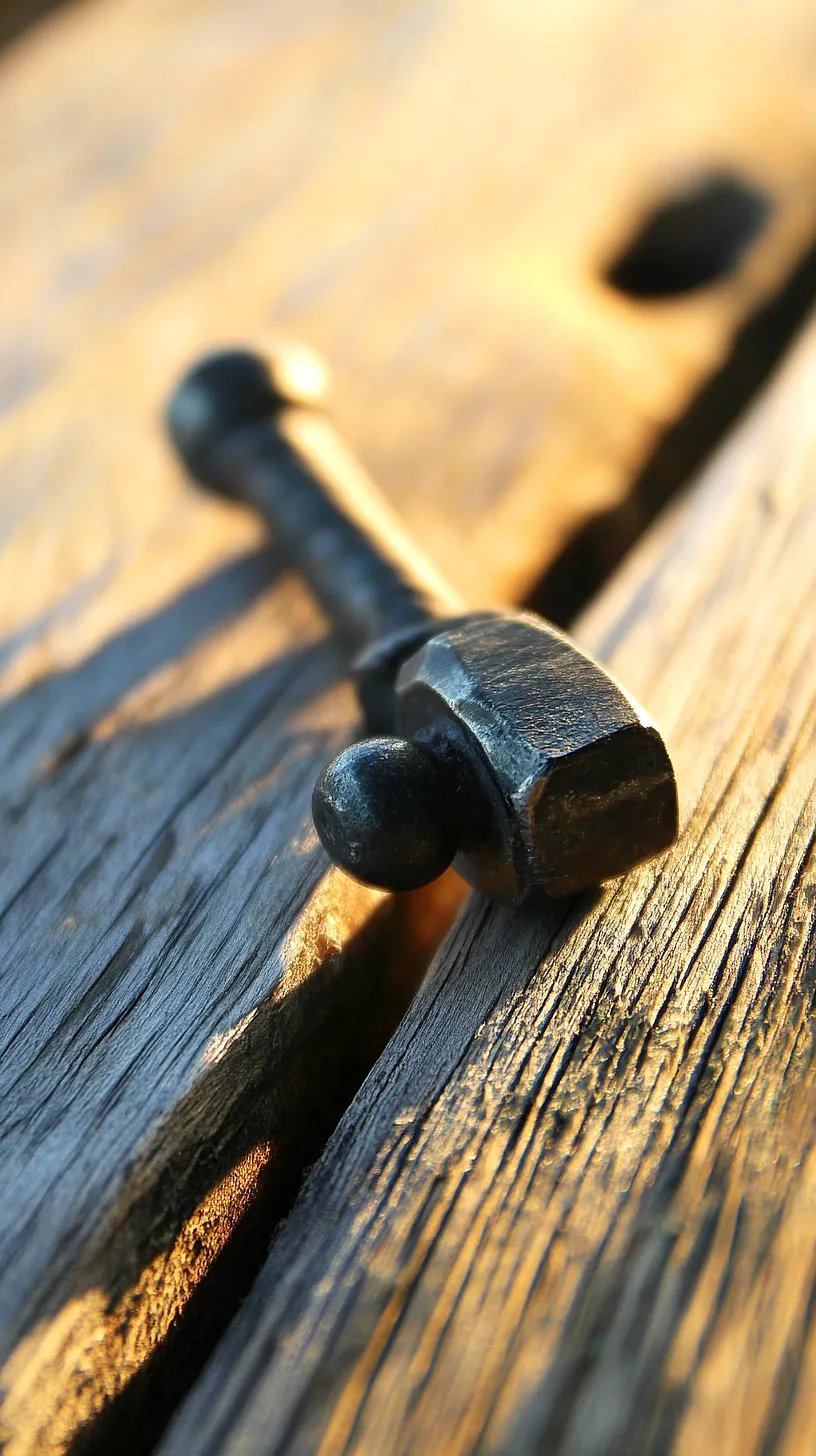40+ Fisherman Aesthetic Accessories You'll Love 46 A small hammer resting on a textured piece of wood, illuminated by warm lighting that casts shadows, highlighting its intricate details and transforming the ordinary scene into an extraordinary piece of art.