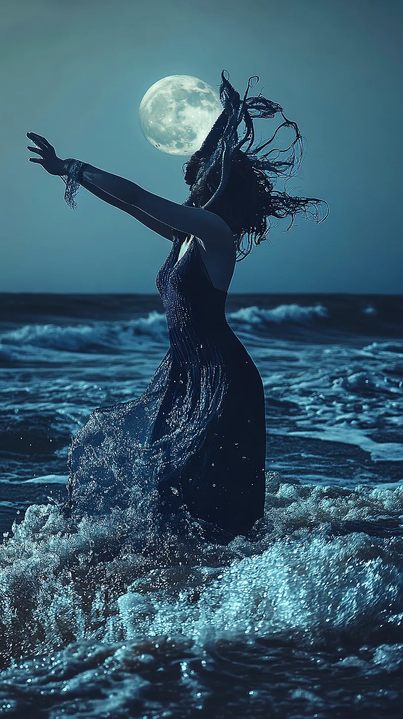 20+ Beautiful Sea Witchery Ideas Going Viral on Pinterest 19 Alt-Text: An evocative image of a silhouetted individual dancing in moonlit waves, embodying a sense of freedom and serenity, stimulating imagination and emotion.