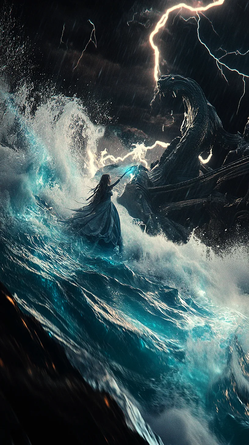 20+ Sea Witchery Villain Era Aesthetic Ideas You Need to Try 2025 11 Alt-Text: A fantasy-inspired image depicting a brave sorcerer, wielding a glowing staff, battling a monstrous sea serpent in the midst of a turbulent ocean. The background is filled with dramatic lightning strikes, adding to the intensity and mysticism of the scene.