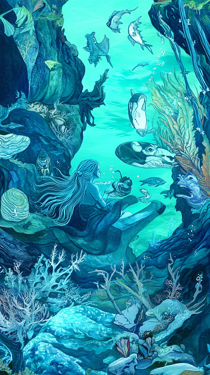 20+ Trendy Sea Witchery Wallpapers You Can't Get Around on Pinterest Right Now 10 An enchanting underwater scene featuring a mermaid with flowing hair surrounded by vibrant sea creatures, creating a dreamy and mesmerizing atmosphere which encapsulates the mystery and beauty of the ocean.