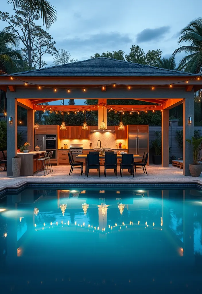 15 Stunning Pool House Kitchen Designs That'll Make You Want to Dive Right In! 10 22 Stunning Pool House Kitchen Designs That'll Make You Want to Dive Right In! - 9. Open-Air Dining