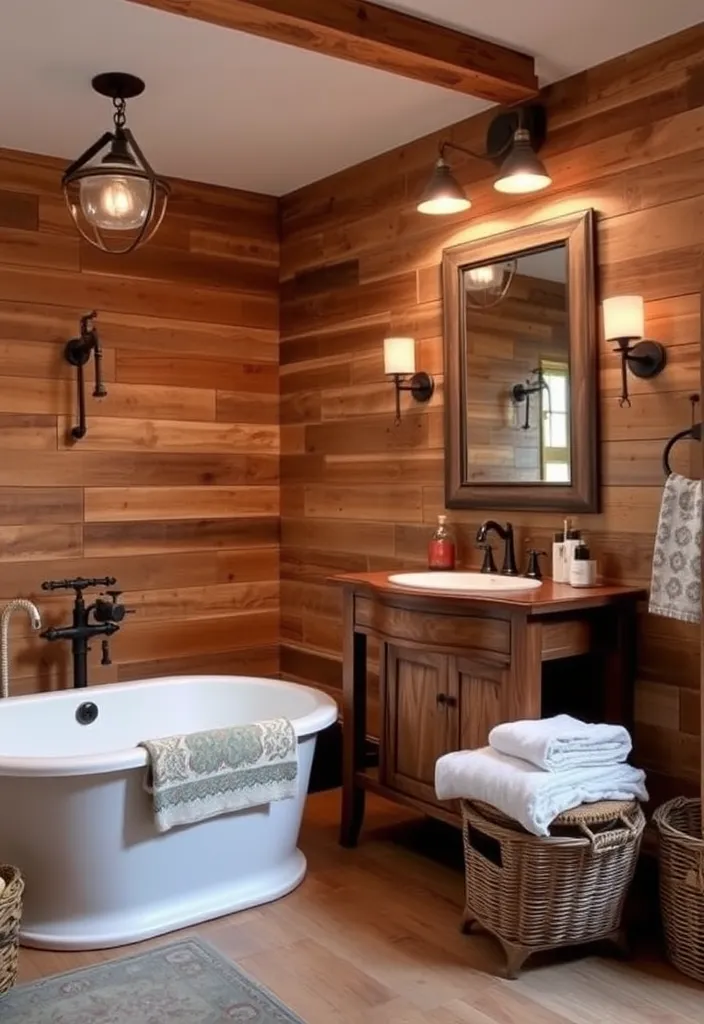 21 Gorgeous Pool House Bathroom Ideas You’ll Want to Dive Into! 4 21 Gorgeous Pool House Bathroom Ideas You’ll Want to Dive Into! - 3. Rustic Retreat