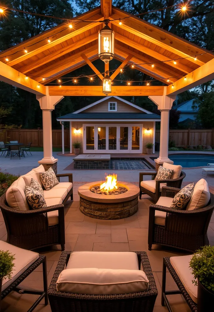 22 Pool House Ideas That Will Turn Your Backyard into a Luxurious Retreat (Wait Until You See #10!) 16 22 Pool House Ideas That Will Turn Your Backyard into a Luxurious Retreat (Wait Until You See #10!) - 15. Cozy Fire Pit Area