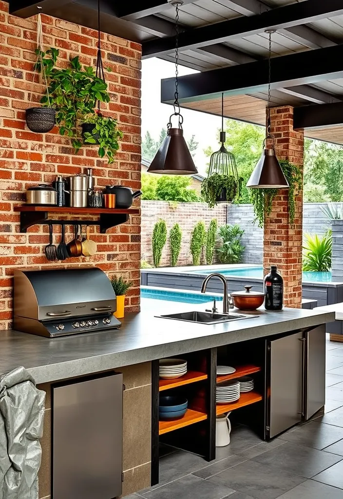 15 Stunning Pool House Kitchen Designs That'll Make You Want to Dive Right In! 6 22 Stunning Pool House Kitchen Designs That'll Make You Want to Dive Right In! - 5. Industrial Chic