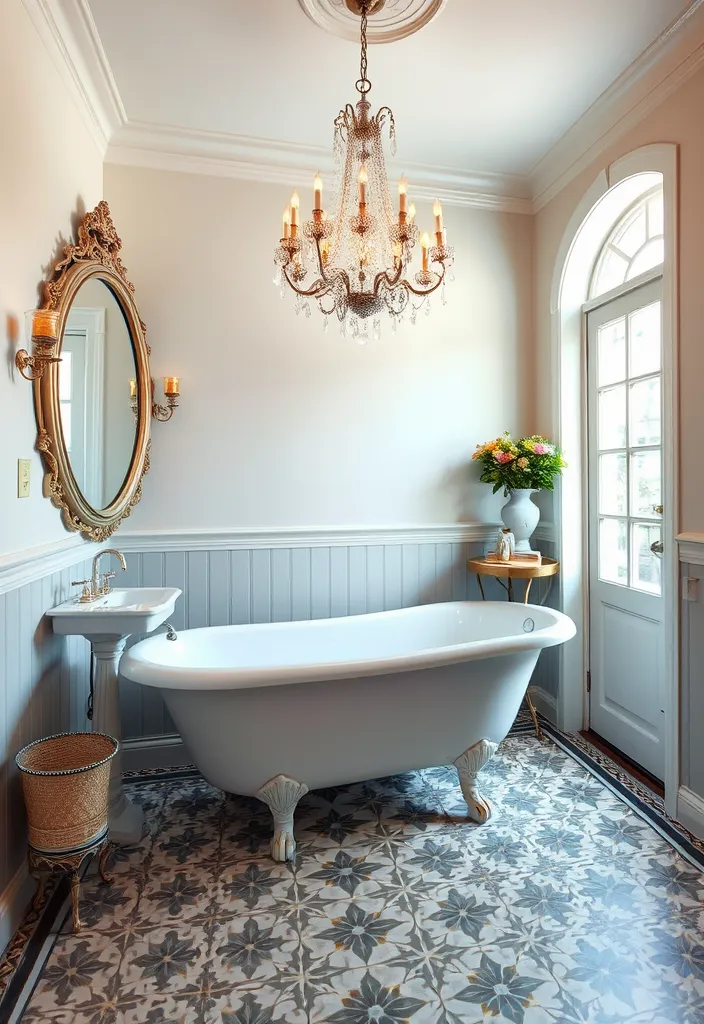 21 Gorgeous Pool House Bathroom Ideas You’ll Want to Dive Into! 7 21 Gorgeous Pool House Bathroom Ideas You’ll Want to Dive Into! - 6. Vintage Glamour