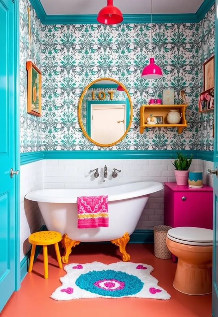 21 Gorgeous Pool House Bathroom Ideas You’ll Want to Dive Into! 10 21 Gorgeous Pool House Bathroom Ideas You’ll Want to Dive Into! - 9. Playful Patterns
