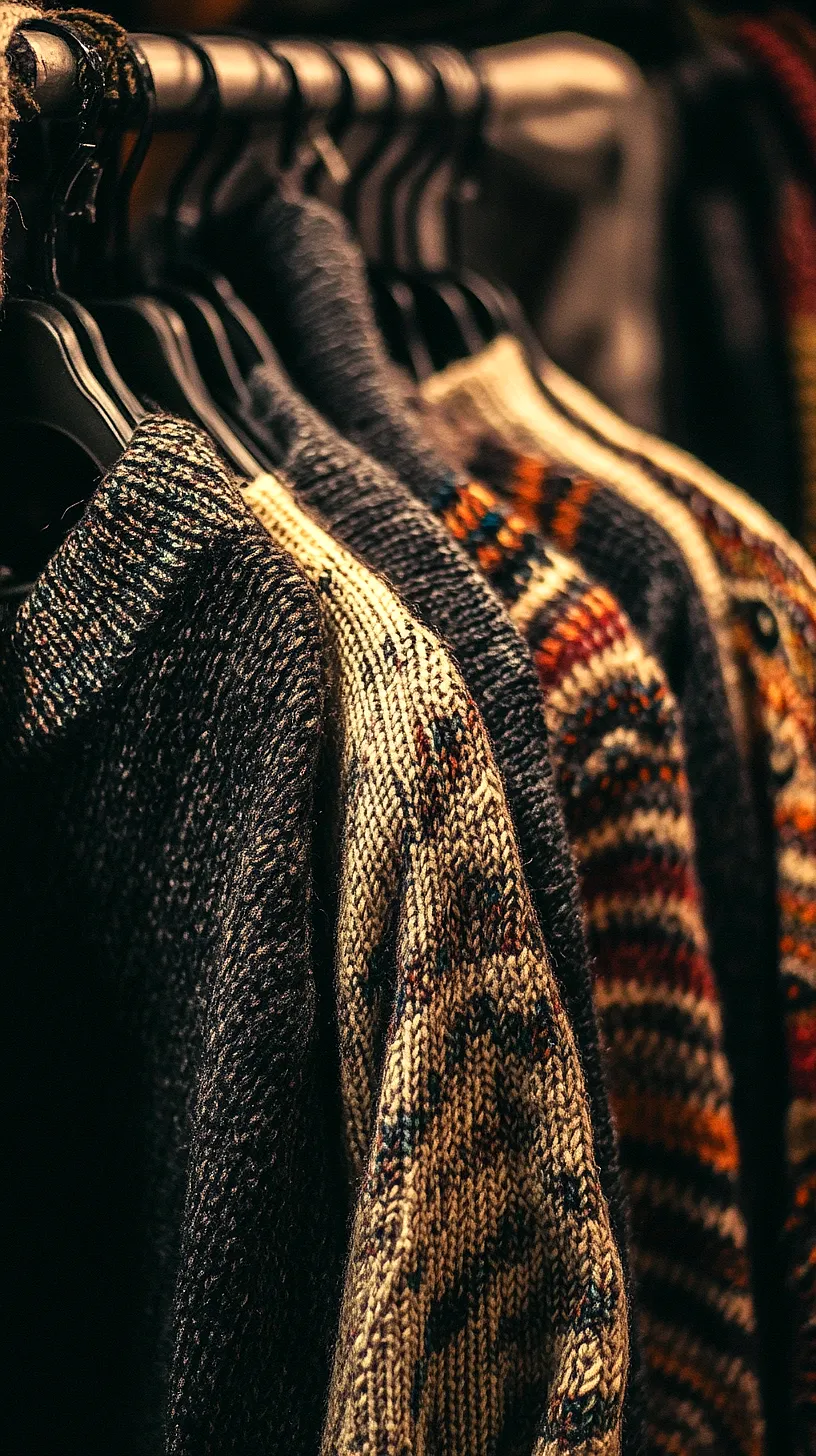 30+ Fisherman Aesthetic Knitwear Ideas 2025 33 An array of knit sweaters in various patterns and textures, radiating comfort and warmth under soft lighting, forming an attractive, undefined collection.