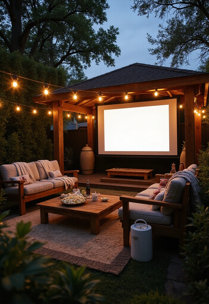 21 Dreamy Backyard Pool Cabana Designs for the Ultimate Summer Retreat 14 21 Dreamy Backyard Pool Cabana Designs for the Ultimate Summer Retreat (Check Out #12!) - 13. Outdoor Cinema Cabana