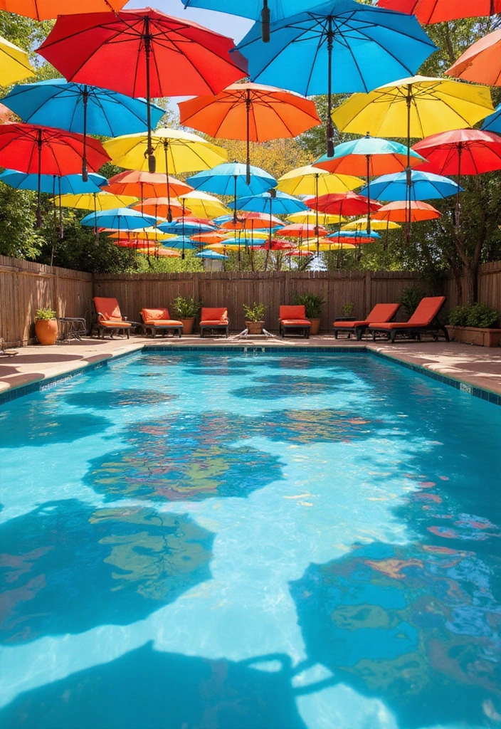 21 Creative Above Ground Pool Deck Ideas for the Ultimate Summer Hangout (You Won't Believe #9!) 17 21 Creative Above Ground Pool Deck Ideas for the Ultimate Summer Hangout (You Won't Believe #9!) - 16. Colorful Umbrella Canopy