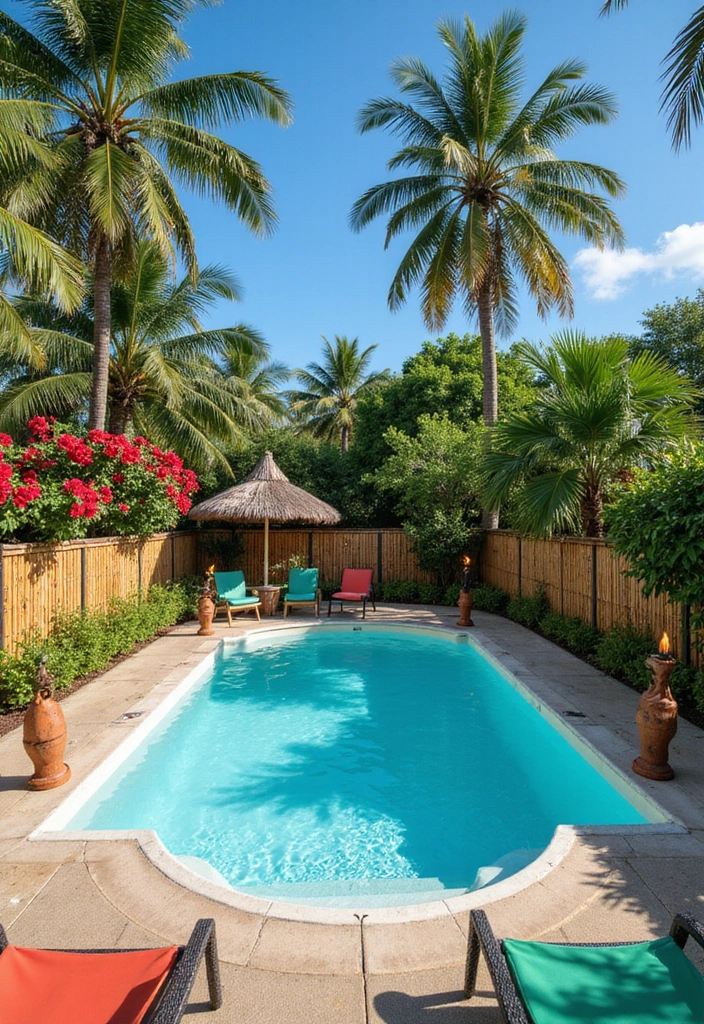 21 Creative Above Ground Pool Deck Ideas for the Ultimate Summer Hangout (You Won't Believe #9!) 4 21 Creative Above Ground Pool Deck Ideas for the Ultimate Summer Hangout (You Won't Believe #9!) - 3. Tropical Paradise