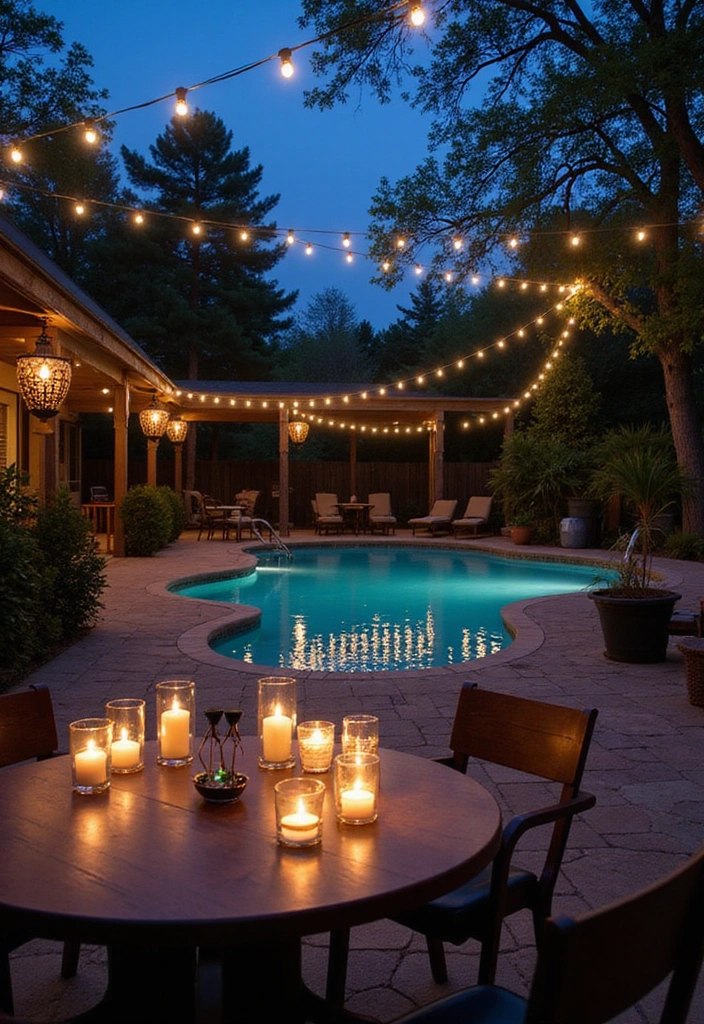 21 Stunning Pool Deck Decorating Ideas That Will Make You Want to Dive Right In 13 21 Stunning Pool Deck Decorating Ideas That Will Make You Want to Dive Right In! - 12. Chic Outdoor Lighting