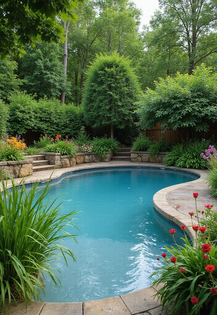 15 Stunning Backyard Pool Landscaping Ideas That Will Make You Want to Dive Right In 12 25 Stunning Backyard Pool Landscaping Ideas That Will Make You Want to Dive Right In! - 11. Lush Greenery