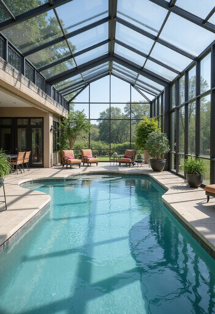 15 Jaw-Dropping Indoor Pool Ideas That'll Transform Your Home into a Oasis 11 15 Jaw-Dropping Indoor Pool Ideas That'll Transform Your Home into an Oasis! - 10. Elegant Glass Enclosure