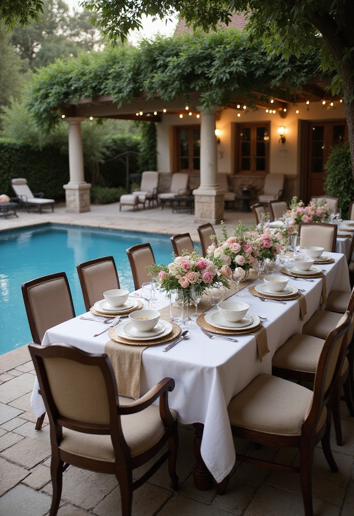 15 Luxurious Backyard Pool Decor Ideas to Transform Your Space into a Paradise 9 15 Luxurious Backyard Pool Decor Ideas to Transform Your Space into a Paradise! - 8. Elegant Poolside Dining