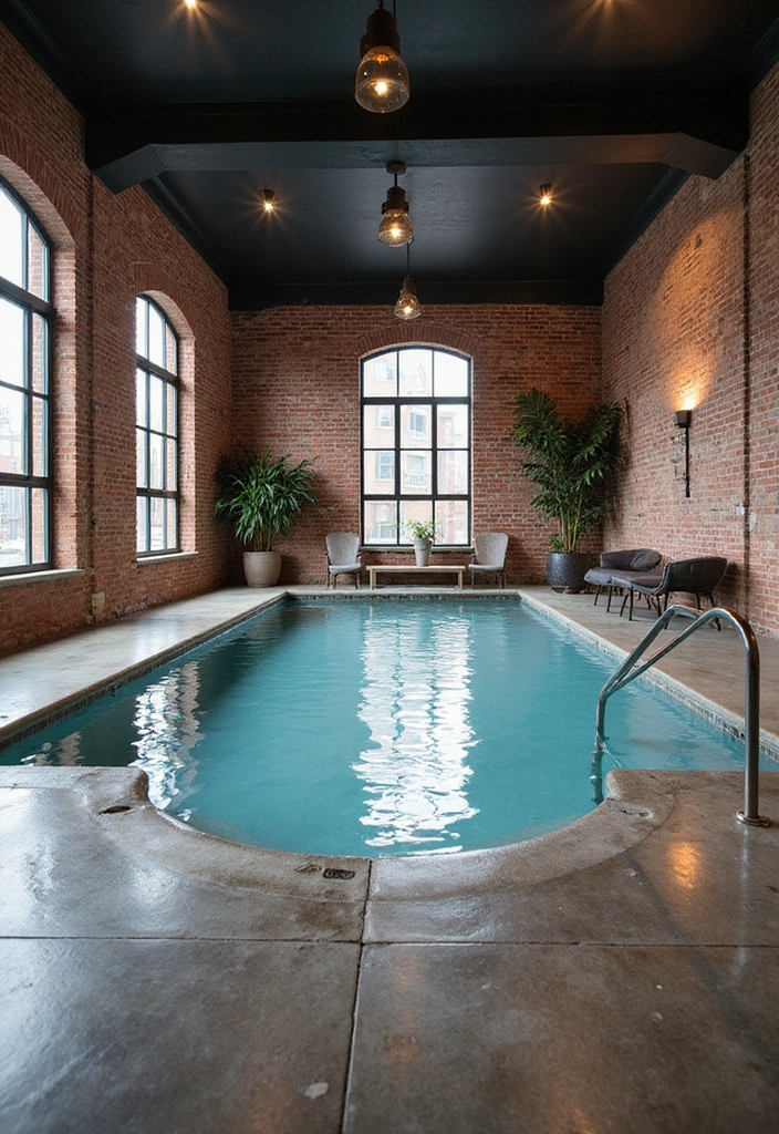 15 Jaw-Dropping Indoor Pool Ideas That'll Transform Your Home into a Oasis 10 15 Jaw-Dropping Indoor Pool Ideas That'll Transform Your Home into an Oasis! - 9. Industrial Chic