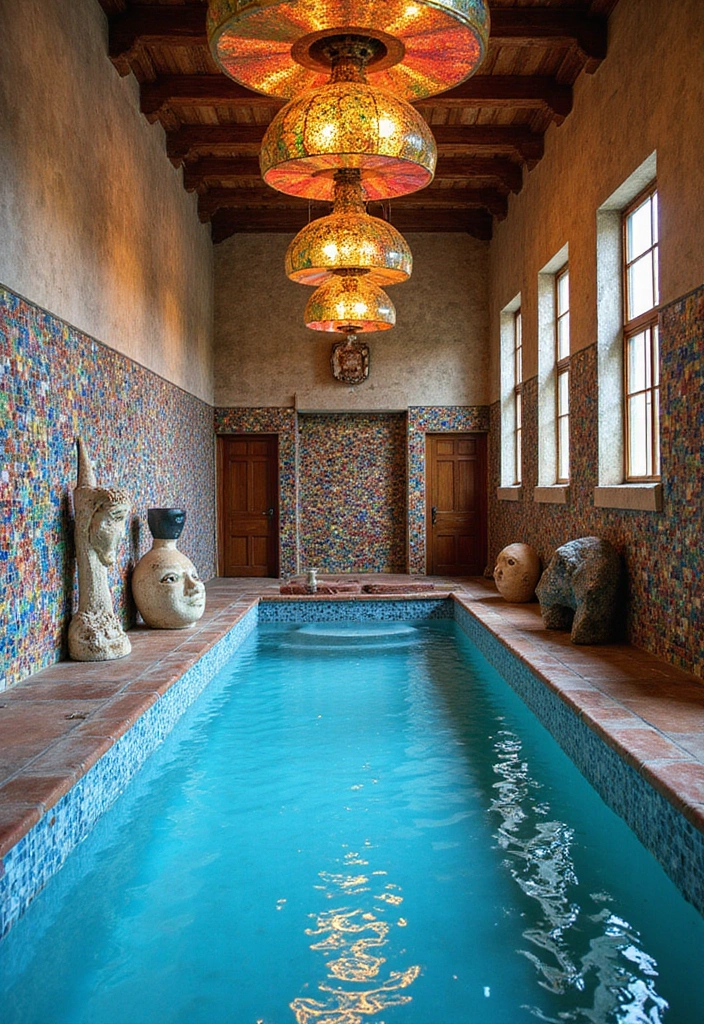 15 Jaw-Dropping Indoor Pool Ideas That'll Transform Your Home into a Oasis 7 15 Jaw-Dropping Indoor Pool Ideas That'll Transform Your Home into an Oasis! - 6. Artistic Flair