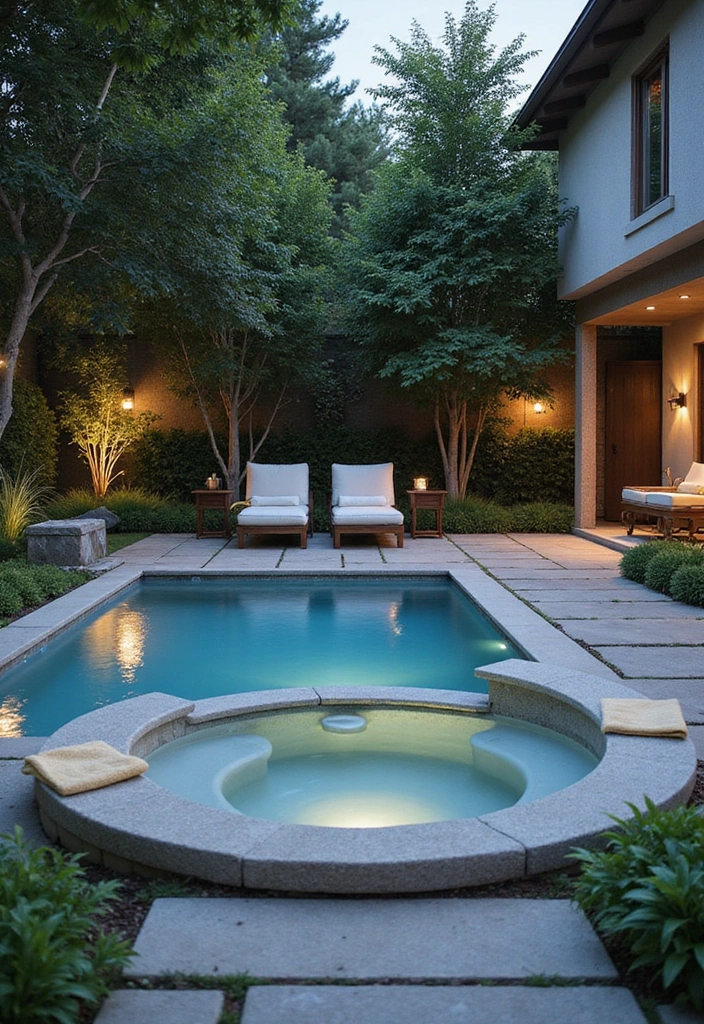 12 Garden Pool Transformations That'll Turn Your Outdoor Space into a Paradise 9 12 Garden Pool Transformations That'll Turn Your Outdoor Space into a Paradise! - 8. Elegant Spa Retreat