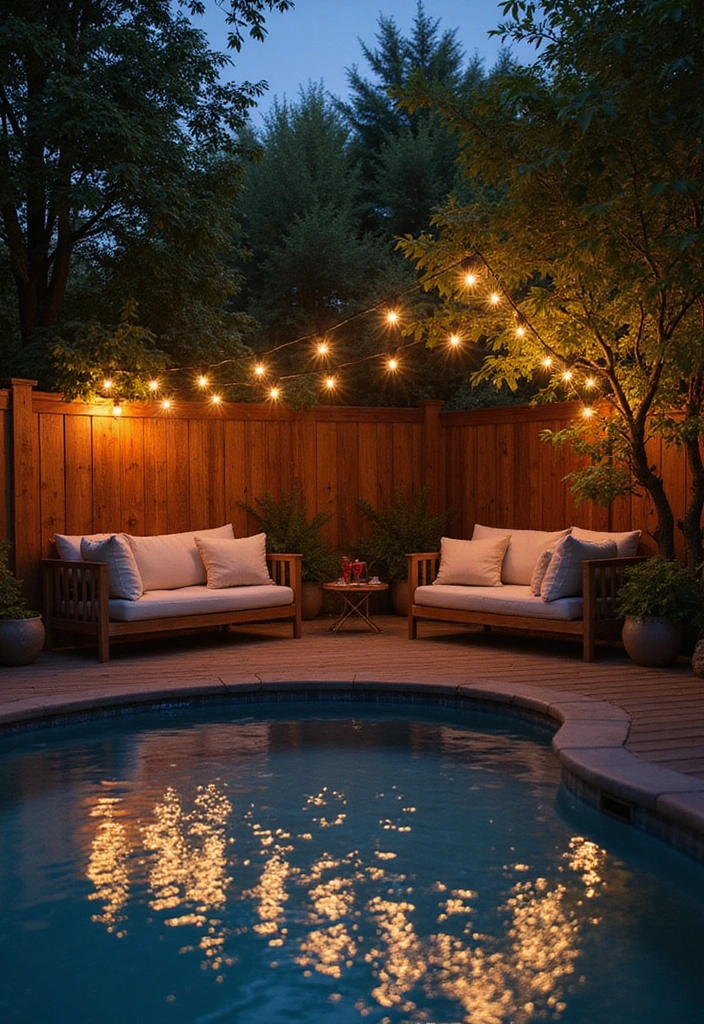 15 Creative Ways to Decorate Your Wooden Pool Deck for Summer Parties (Your Friends Will Love #8!) 2 15 Creative Ways to Decorate Your Wooden Pool Deck for Summer Parties (Your Friends Will Love #8!) - 1. String Lights for Magical Evenings