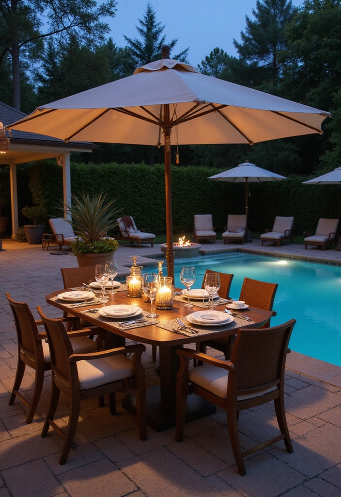 21 Stunning Pool Deck Decorating Ideas That Will Make You Want to Dive Right In 6 21 Stunning Pool Deck Decorating Ideas That Will Make You Want to Dive Right In! - 5. Elegant Poolside Dining