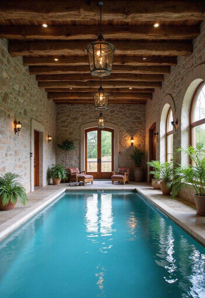 15 Indoor Pool Concepts That'll Elevate Your Home Decor to a Whole New Level 3 15 Indoor Pool Concepts That'll Elevate Your Home Decor to a Whole New Level! - 2. Rustic Charm Pool