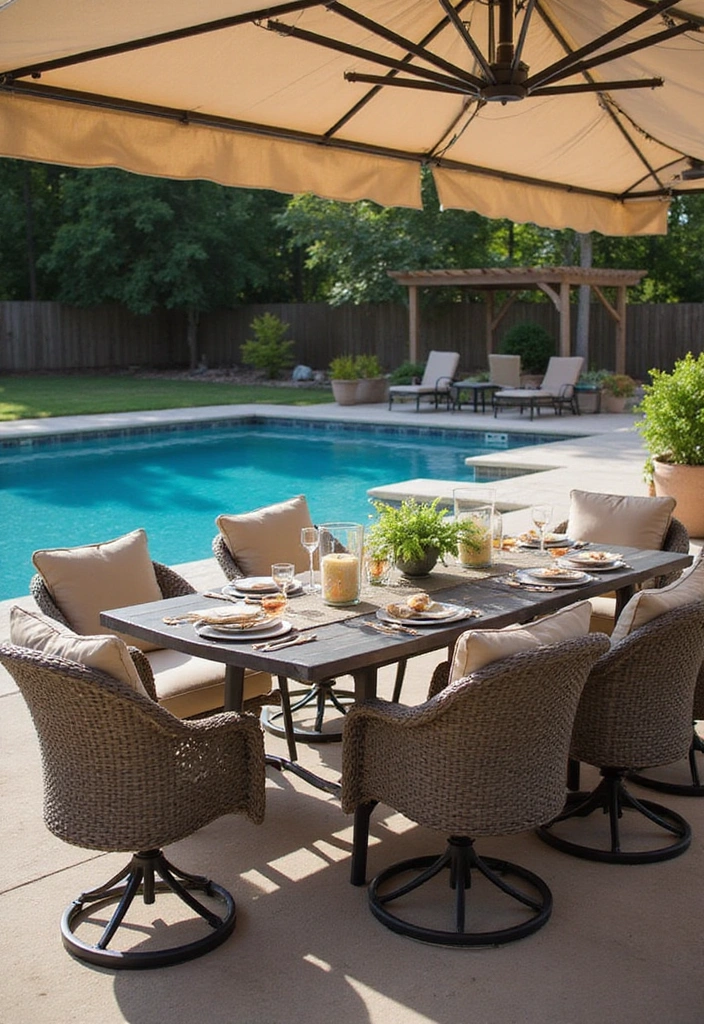 12 Garden Pool Transformations That'll Turn Your Outdoor Space into a Paradise 12 12 Garden Pool Transformations That'll Turn Your Outdoor Space into a Paradise! - 11. Poolside Dining Experience