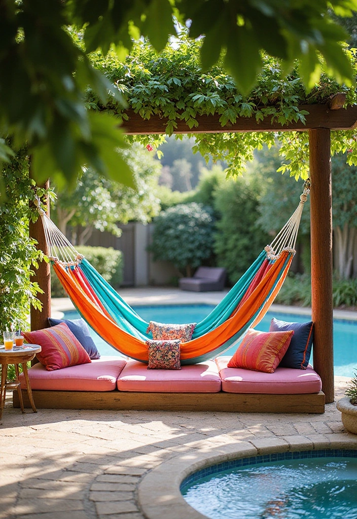 21 Stunning Pool Deck Decorating Ideas That Will Make You Want to Dive Right In 9 21 Stunning Pool Deck Decorating Ideas That Will Make You Want to Dive Right In! - 8. Relaxing Hammock Nook