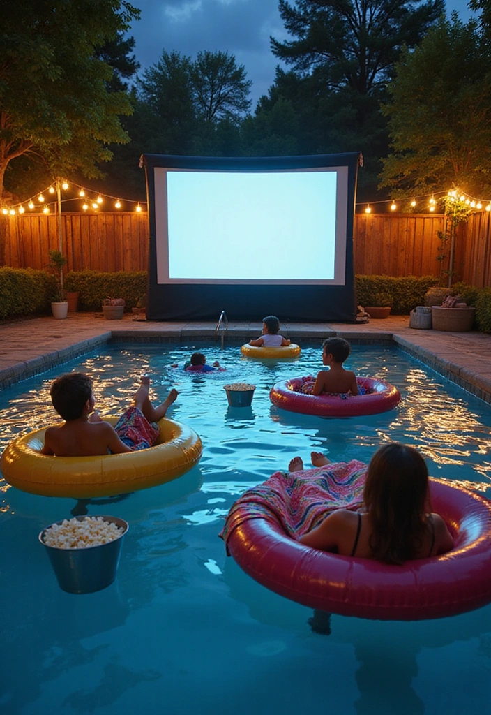 25 Family-Friendly Dream Backyard Pool Ideas That Will Make Every Summer Memorable 3 25 Family-Friendly Backyard Pool Ideas That Will Make Every Summer Memorable! - 2. Poolside Movie Nights