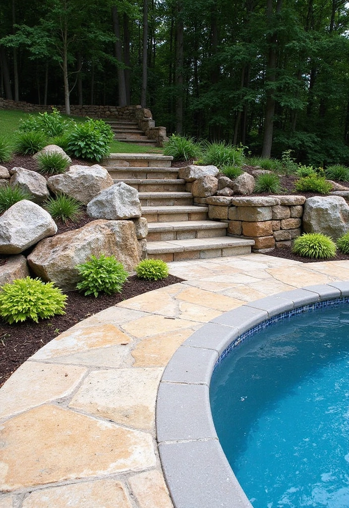 21 Stunning Pool Deck Decorating Ideas That Will Make You Want to Dive Right In 8 21 Stunning Pool Deck Decorating Ideas That Will Make You Want to Dive Right In! - 7. Natural Stone Accents