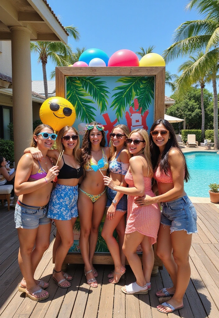 15 Creative Ways to Decorate Your Wooden Pool Deck for Summer Parties (Your Friends Will Love #8!) 15 15 Creative Ways to Decorate Your Wooden Pool Deck for Summer Parties (Your Friends Will Love #8!) - 14. Fun Photo Booth Area