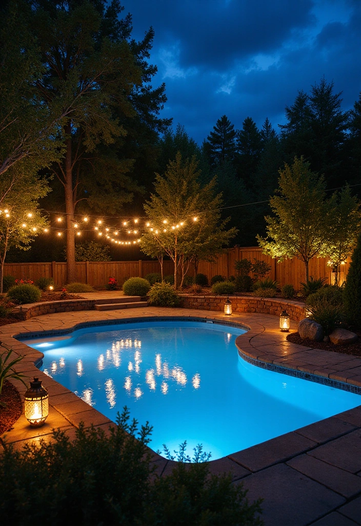 20 Creative Landscaping Ideas for a Small Backyard with Pool (Prepare to Be Inspired) 11 20 Creative Landscaping Ideas for Small Backyards with Pools (Prepare to Be Inspired!) - 10. Use of Lighting to Create Ambiance