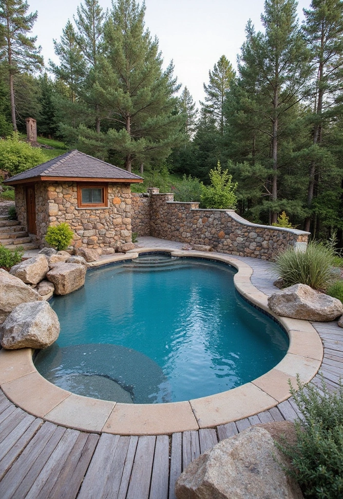 15 Stunning Backyard Pool Landscaping Ideas That Will Make You Want to Dive Right In 4 25 Stunning Backyard Pool Landscaping Ideas That Will Make You Want to Dive Right In! - 3. Rustic Retreat