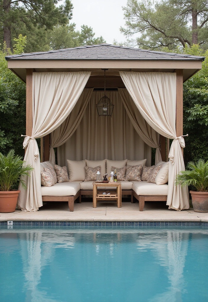 15 Luxurious Backyard Pool Decor Ideas to Transform Your Space into a Paradise 5 15 Luxurious Backyard Pool Decor Ideas to Transform Your Space into a Paradise! - 4. Chic Poolside Cabana