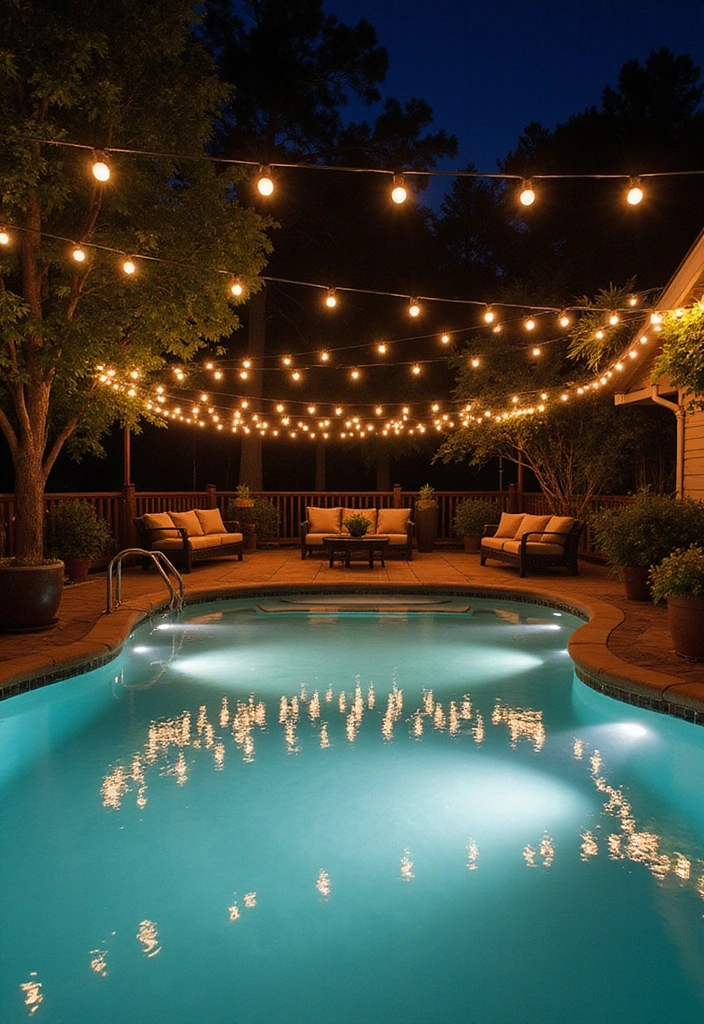 15 Stunning Pool Deck Ideas That'll Turn Your Backyard into a Dream Oasis 13 15 Stunning Pool Deck Ideas That'll Turn Your Backyard into a Dream Oasis! - 12. Elegant Lighting Ambiance