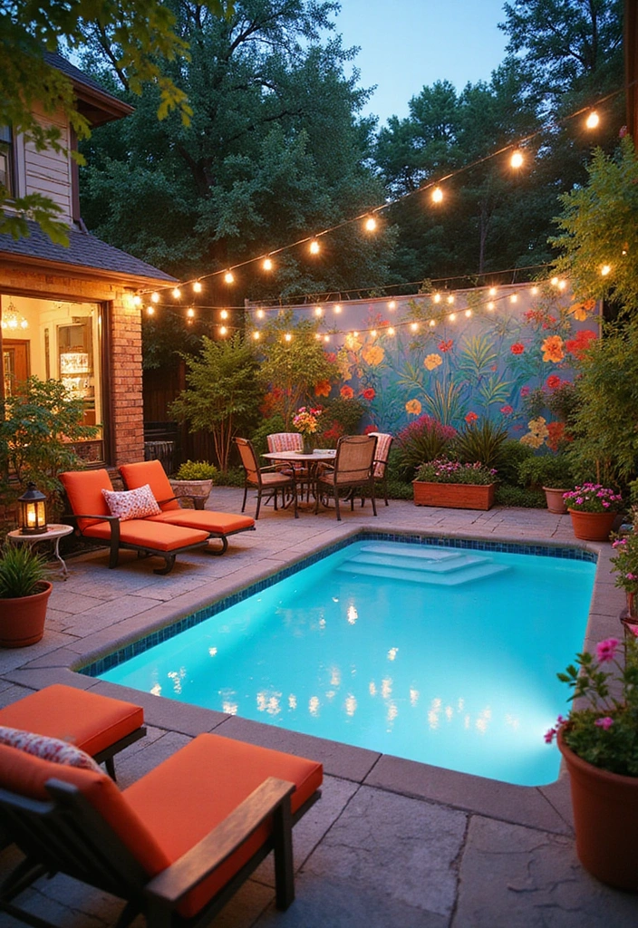 15 Stunning Backyard Pool Landscaping Ideas That Will Make You Want to Dive Right In 8 25 Stunning Backyard Pool Landscaping Ideas That Will Make You Want to Dive Right In! - 7. Colorful Fiesta