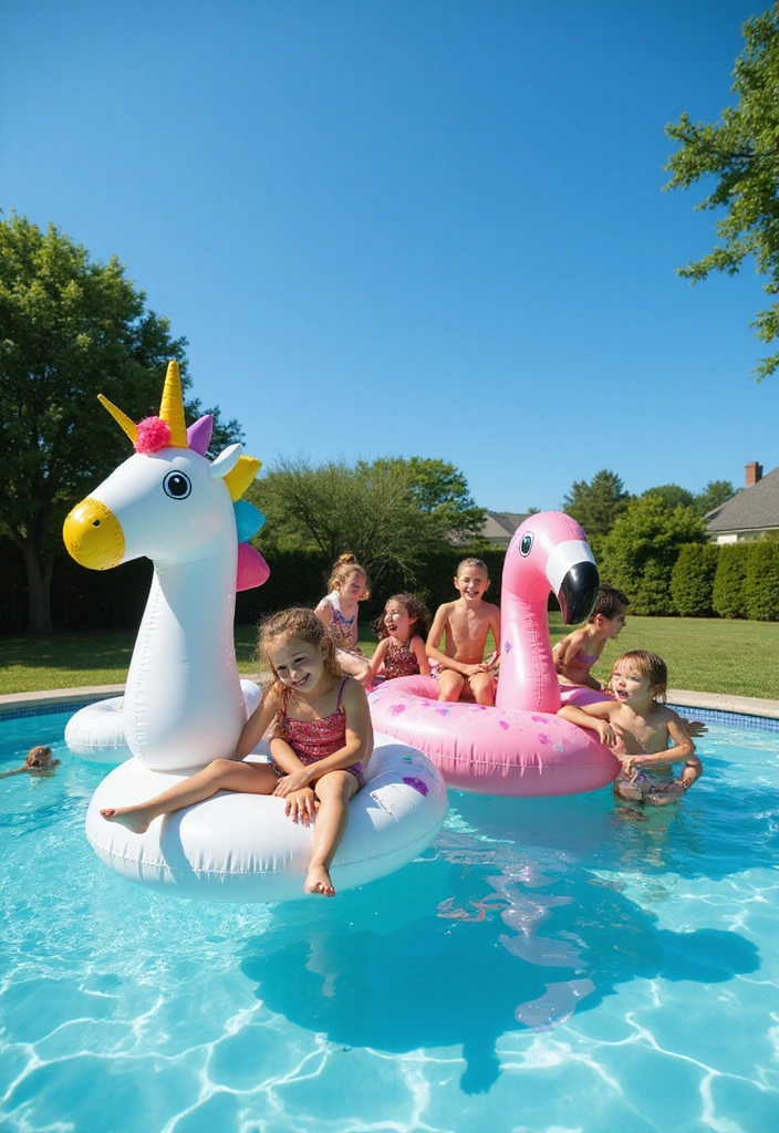 25 Family-Friendly Dream Backyard Pool Ideas That Will Make Every Summer Memorable 2 25 Family-Friendly Backyard Pool Ideas That Will Make Every Summer Memorable! - 1. Colorful Pool Floats Galore