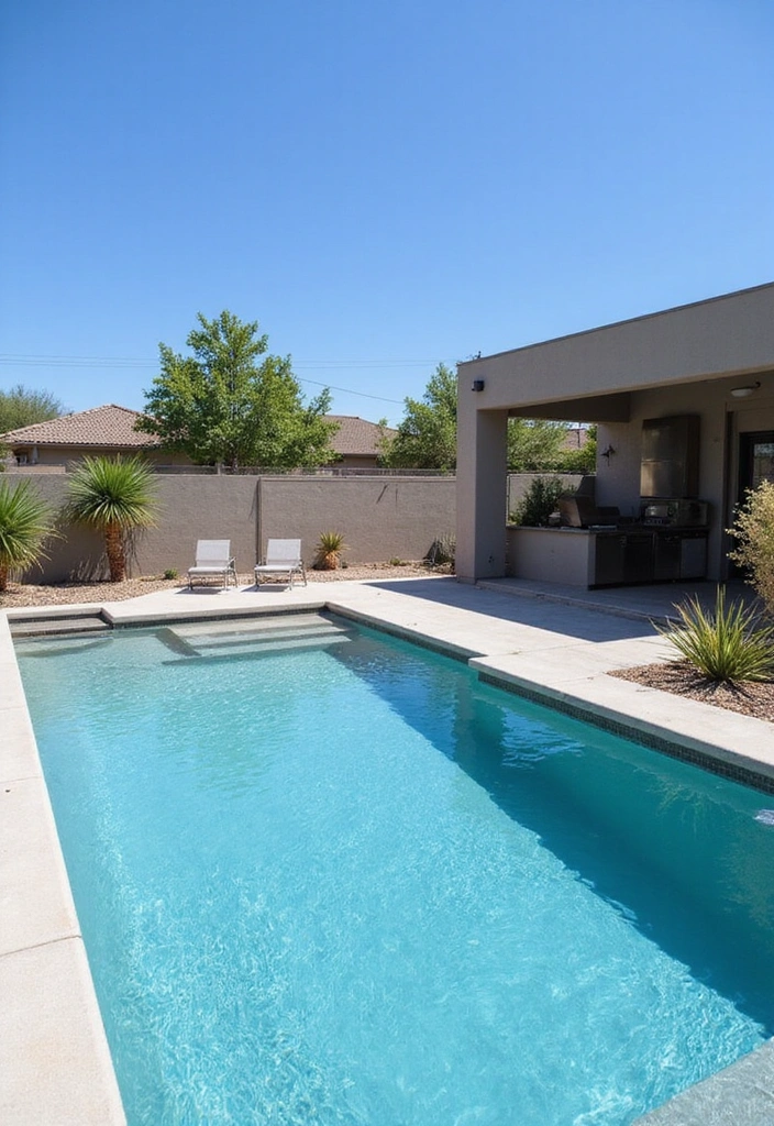 15 Stunning Backyard Pool Landscaping Ideas That Will Make You Want to Dive Right In 3 25 Stunning Backyard Pool Landscaping Ideas That Will Make You Want to Dive Right In! - 2. Modern Minimalism