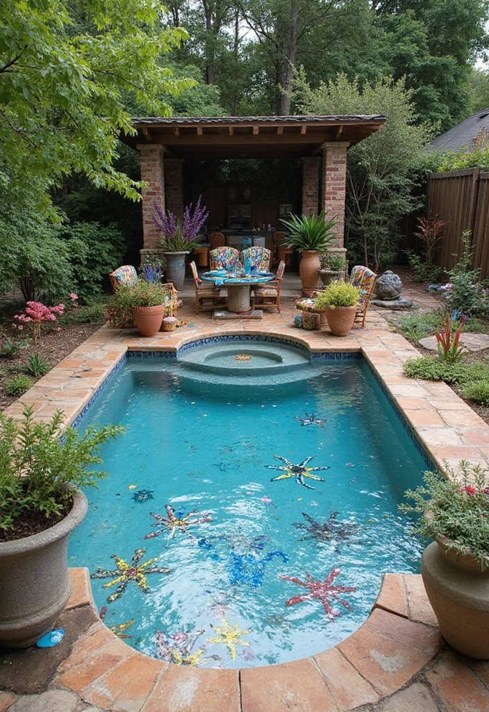 12 Garden Pool Transformations That'll Turn Your Outdoor Space into a Paradise 10 12 Garden Pool Transformations That'll Turn Your Outdoor Space into a Paradise! - 9. Artistic Garden Pool