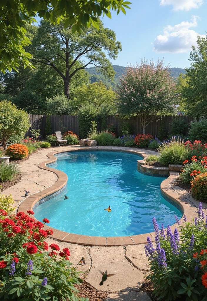 15 Stunning Backyard Pool Landscaping Ideas That Will Make You Want to Dive Right In 15 25 Stunning Backyard Pool Landscaping Ideas That Will Make You Want to Dive Right In! - 14. Seasonal Blooms