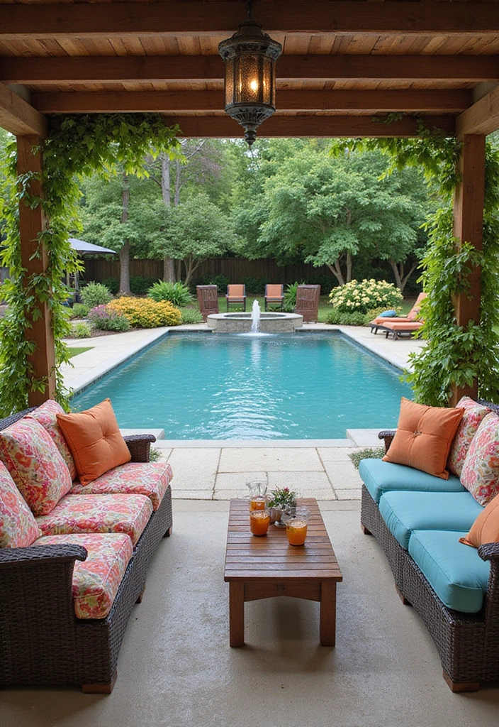 25 Family-Friendly Dream Backyard Pool Ideas That Will Make Every Summer Memorable 7 25 Family-Friendly Backyard Pool Ideas That Will Make Every Summer Memorable! - 6. Cozy Poolside Lounging
