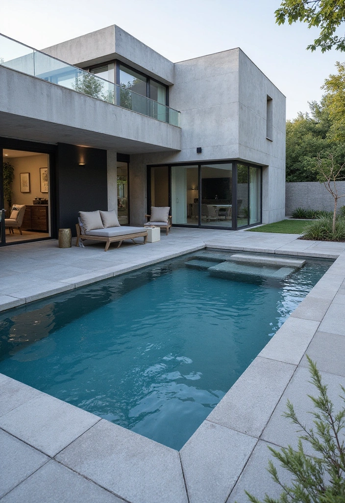 10 Stunning House Pool Designs That Will Make Your Backyard a Summer Paradise 4 10 Stunning House Pool Designs That Will Make Your Backyard a Summer Paradise! - 3. Modern Geometric Pools