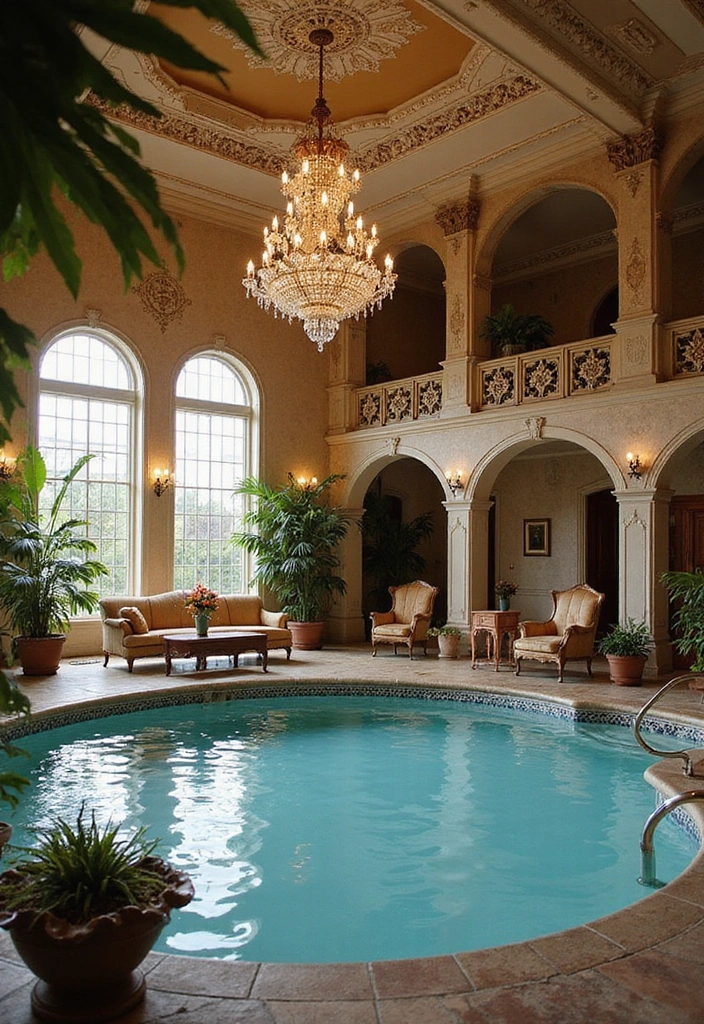 15 Jaw-Dropping Indoor Pool Ideas That'll Transform Your Home into a Oasis 16 15 Jaw-Dropping Indoor Pool Ideas That'll Transform Your Home into an Oasis! - 15. Vintage Glamour