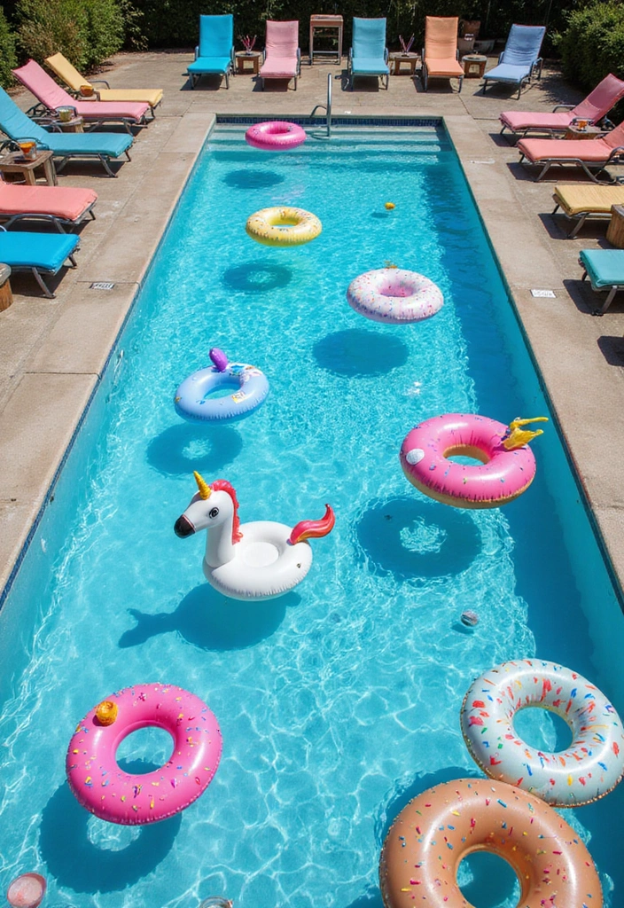 15 Creative Ways to Decorate Your Wooden Pool Deck for Summer Parties (Your Friends Will Love #8!) 3 15 Creative Ways to Decorate Your Wooden Pool Deck for Summer Parties (Your Friends Will Love #8!) - 2. Vibrant Pool Floats for Fun